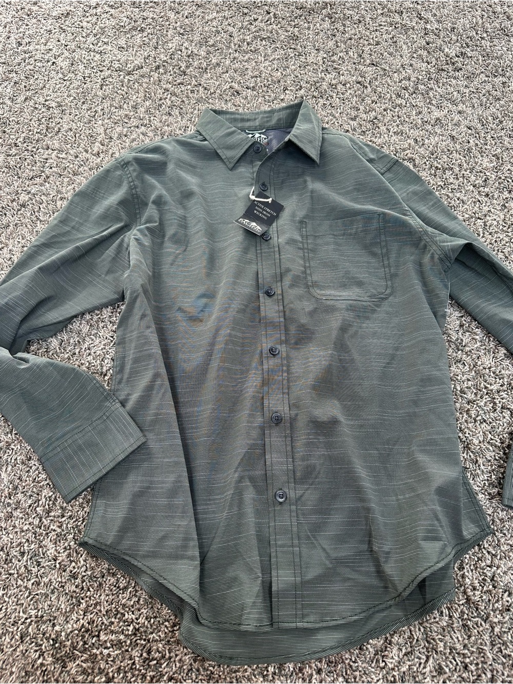 Men's Olive Green Button-Up Shirt - Unbranded